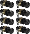 Matte Black Interior Door Knobs Privacy Set 8 Pack - Classic Round