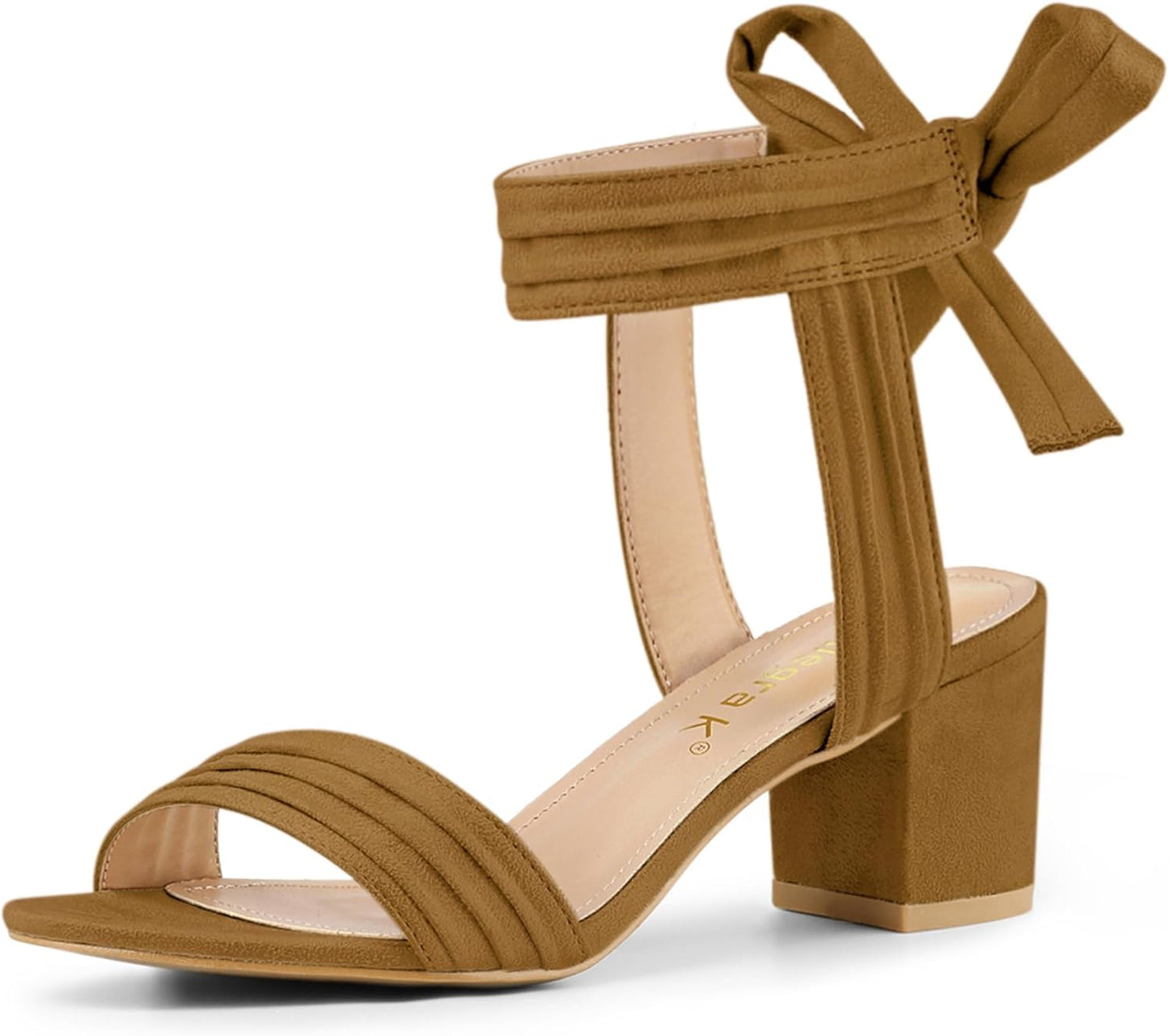 Allegra K Women's Open Toe Ankle Tie Back Block Heels Sandals