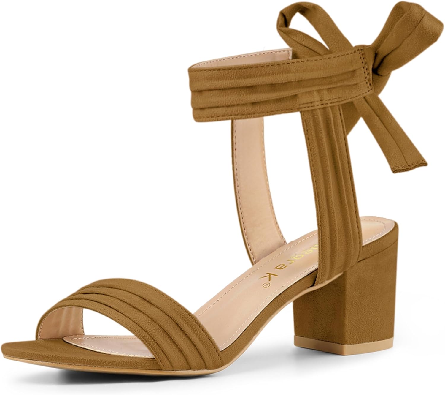 Allegra K Women's Open Toe Ankle Tie Back Block Heels Sandals