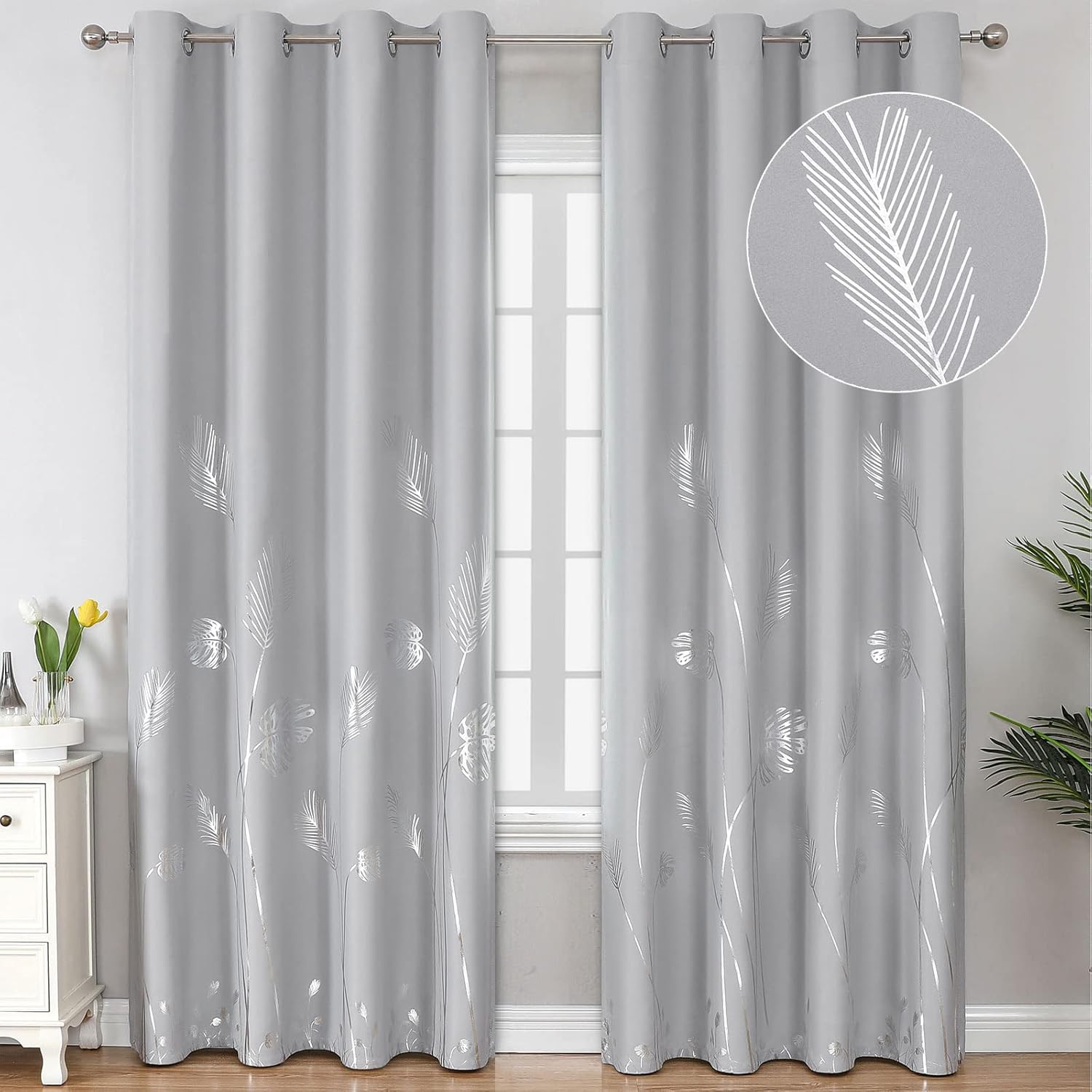Estelar Textiler Light Grey Blackout Curtains for Sliding Door