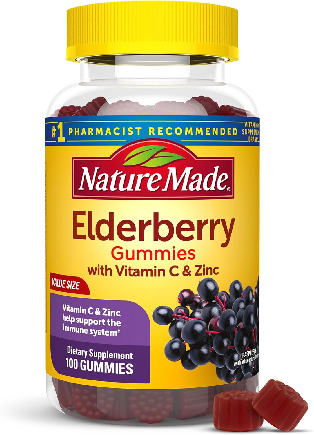 Nature Made Elderberry Gummies with Vitamin C and Zinc for Immunity