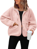 ReachMe Womens Sherpa Jacket Cropped Fuzzy Fleece - Cozy Casual