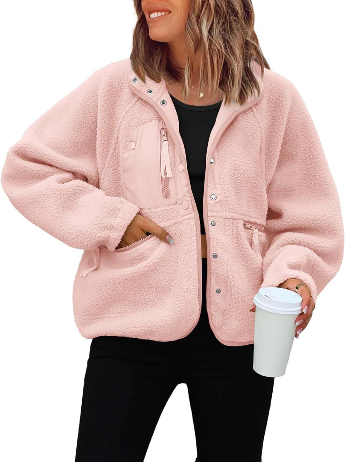 ReachMe Womens Sherpa Jacket: Cozy Fleece for Winter Style