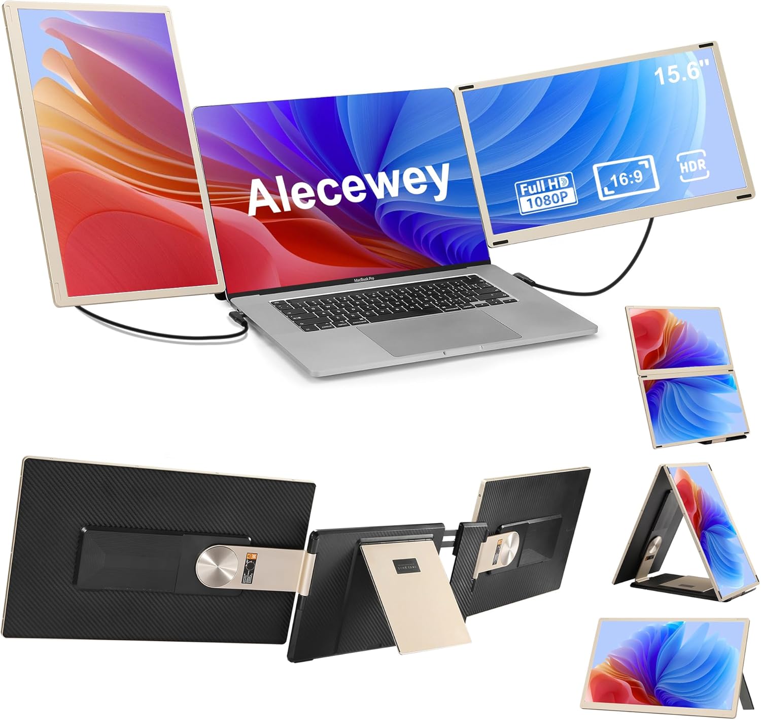 Alecewey Triple Screen Laptop Extender 1080P HDMI