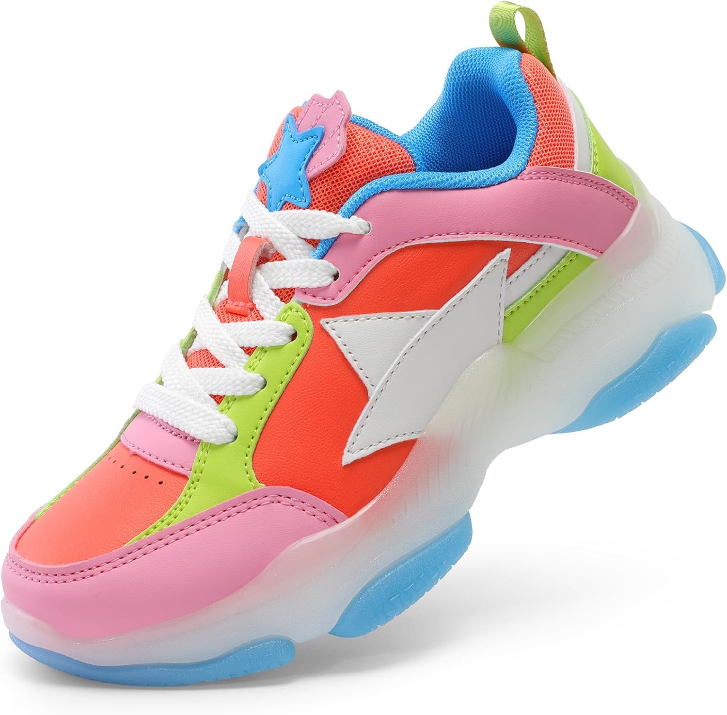 DREAM PAIRS Girls Sneakers Lightweight Sparkle StarGlow Shoes