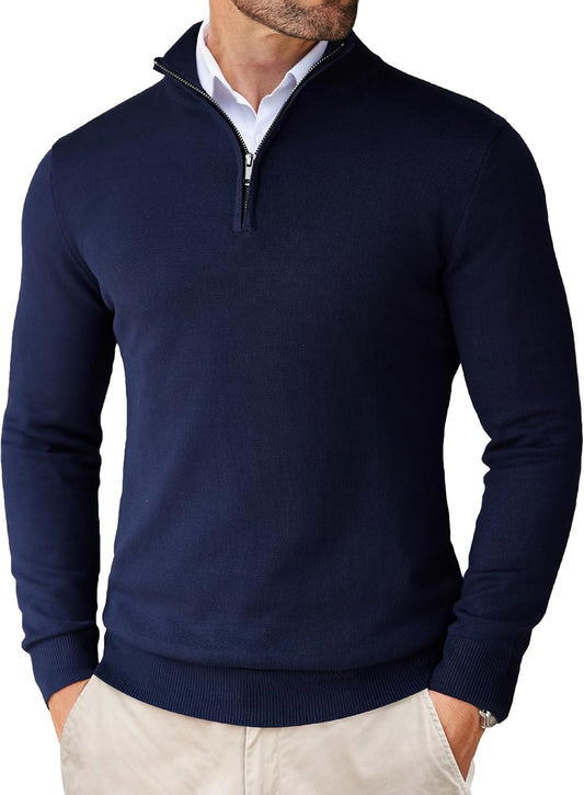 COOFANDY Men's Quarter Zip Up Sweaters for Stylish Comfort