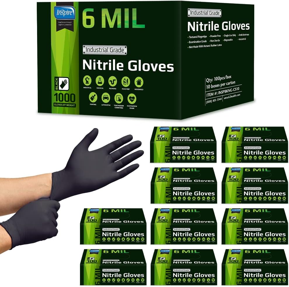6Mil Heavy Duty Nitrile Black Gloves | Latex Free | Versatile for Medical, Food, Mechanic & Tattoo