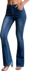 Roswear Trendy Stretchy Flare Jeans Mid Rise Bootcut Curvy