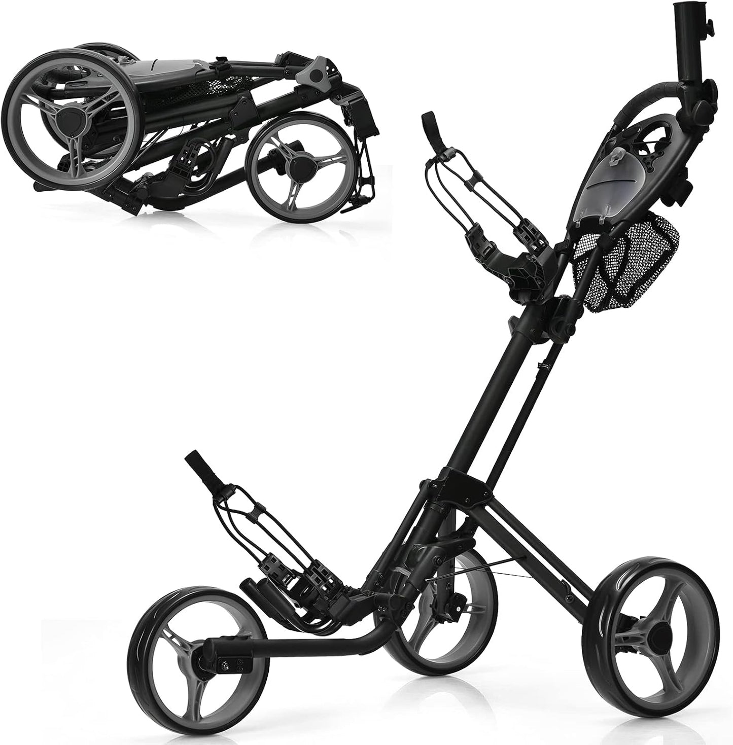 GYMAX Folding Golf Push Cart - Lightweight & Adjustable