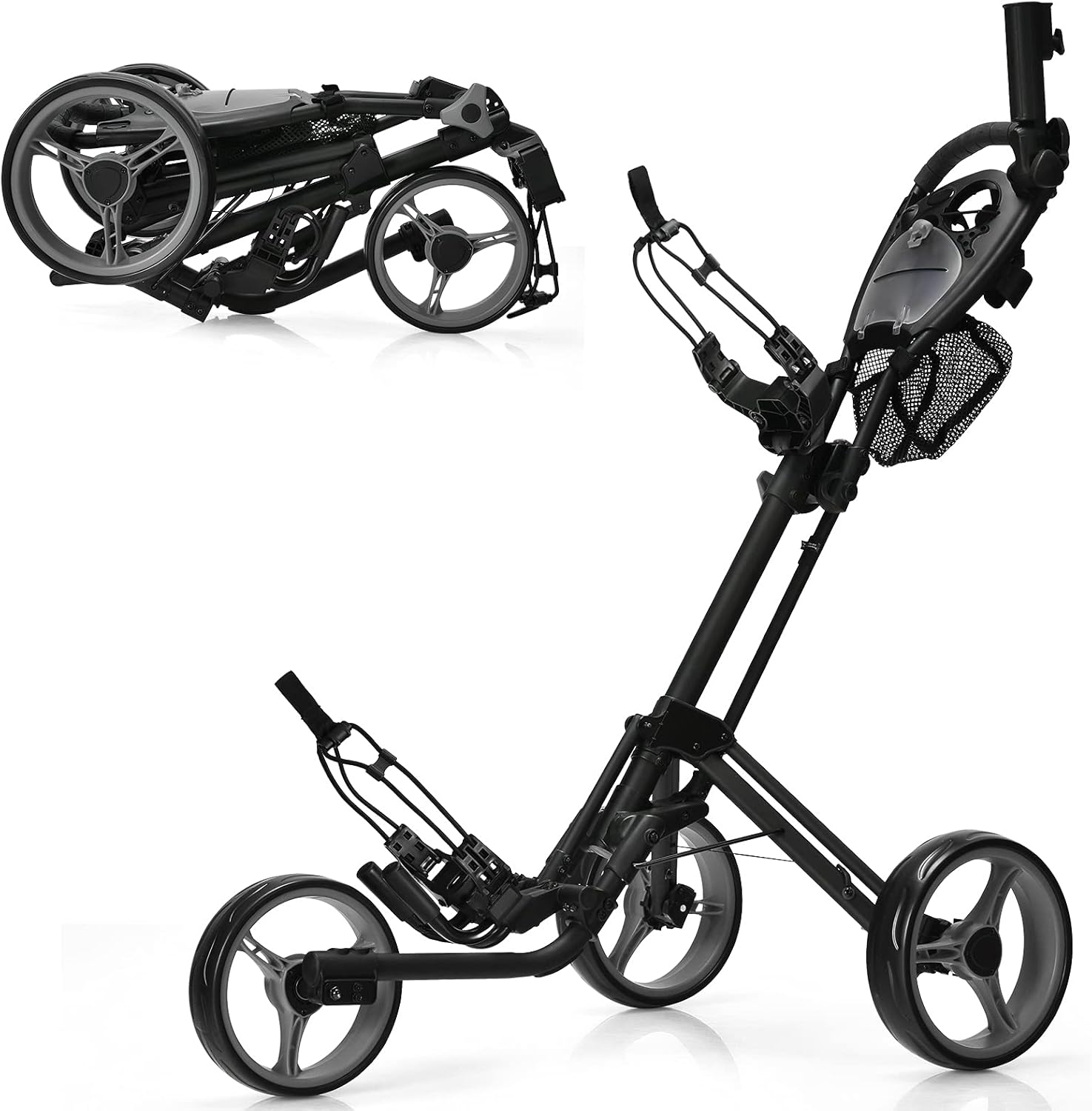 GYMAX Folding Golf Push Cart - Lightweight & Adjustable