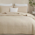 Powdion Beige Quilts Queen Size Lightweight Quilt Set - All-Season