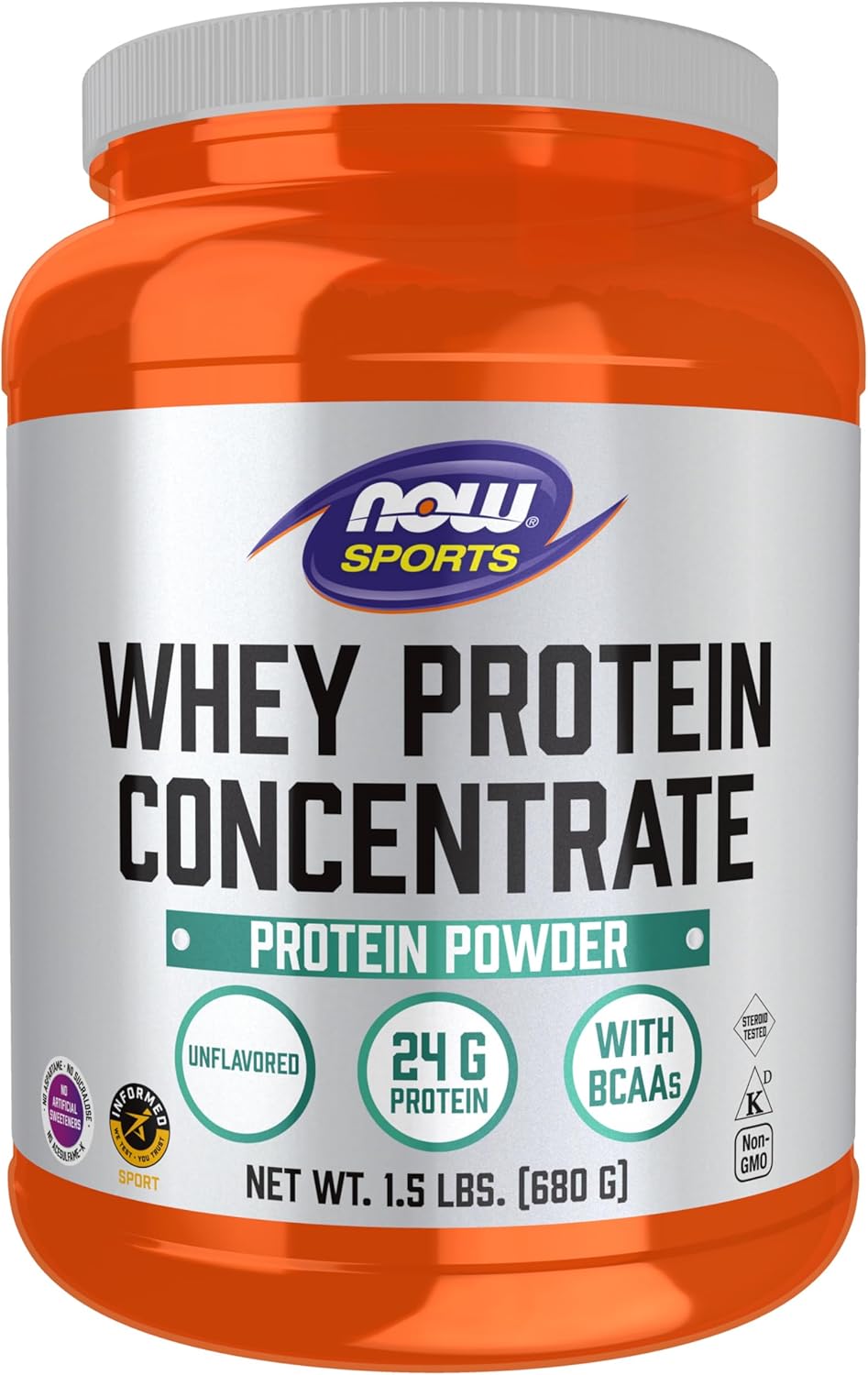 NOW Foods Whey Protein Concentrate with BCAAs, Unflavored Powder