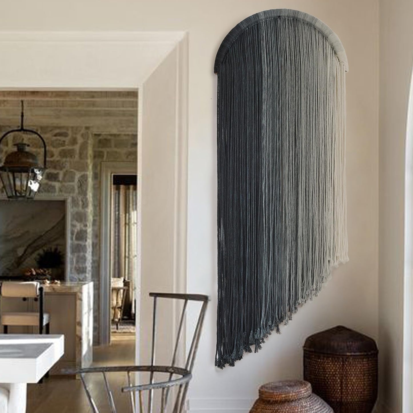 Macrame Wall Hanging Dip Dyed Decor for Boho Living Room