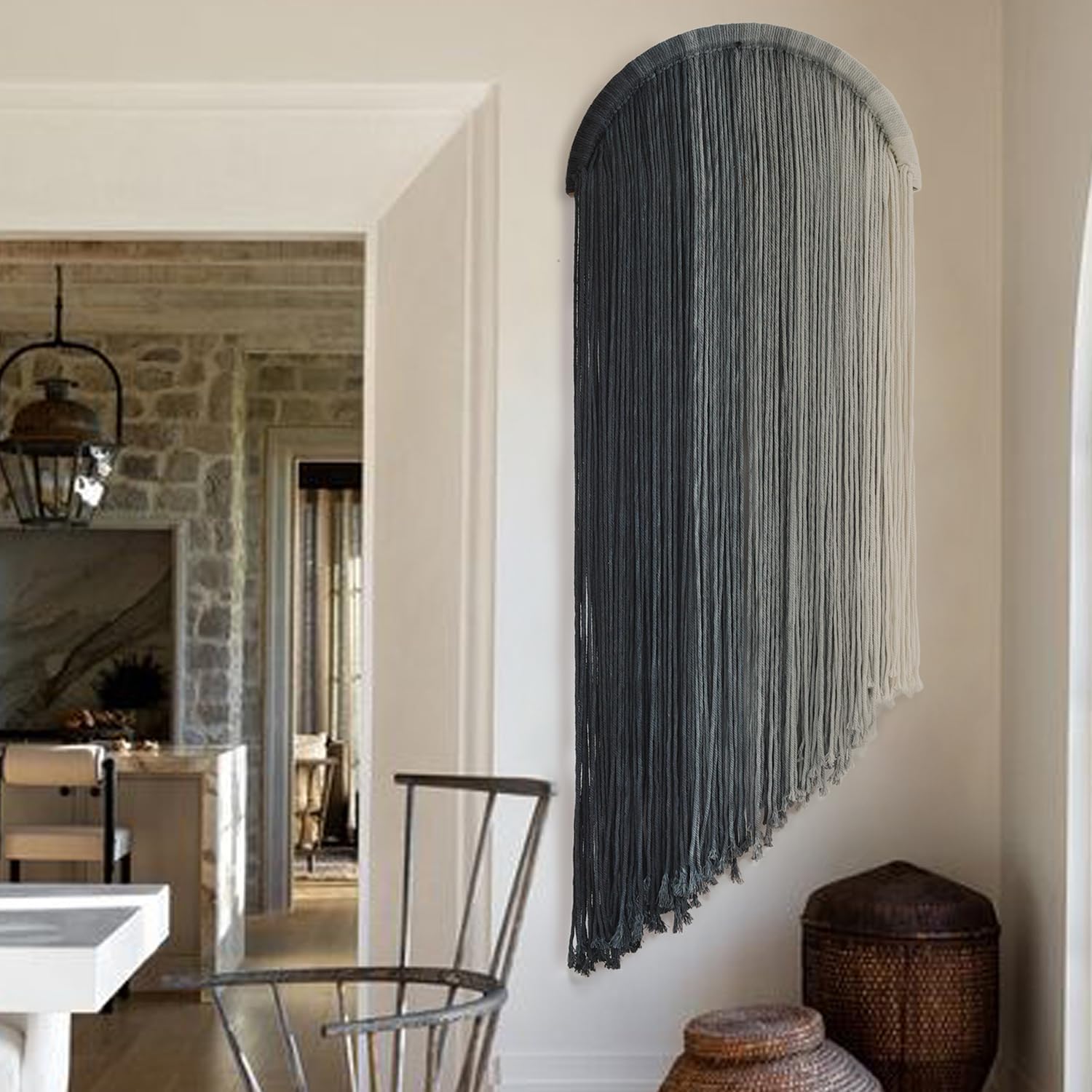 Macrame Wall Hanging Dip Dyed Decor for Boho Living Room