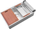 Ruvati 33-inch Round Corner Undermount Workstation Sink - Complete Kit