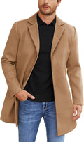 Mens Wool Blend Coat Winter Trench - Classic Slim Fit Overcoat