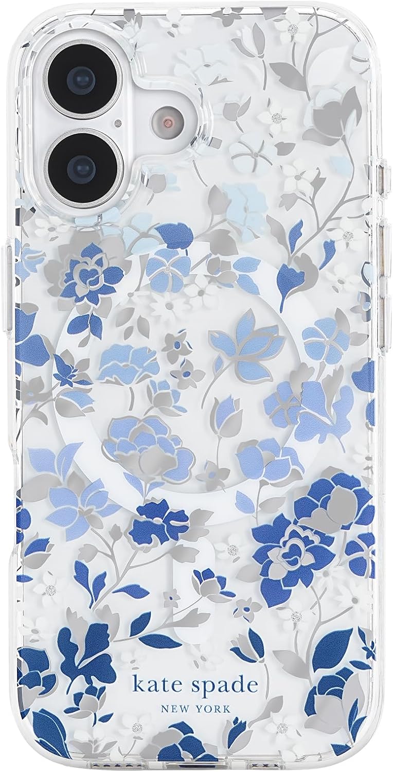 Kate Spade New York iPhone 17 Case with Flowerbed Blue Gems