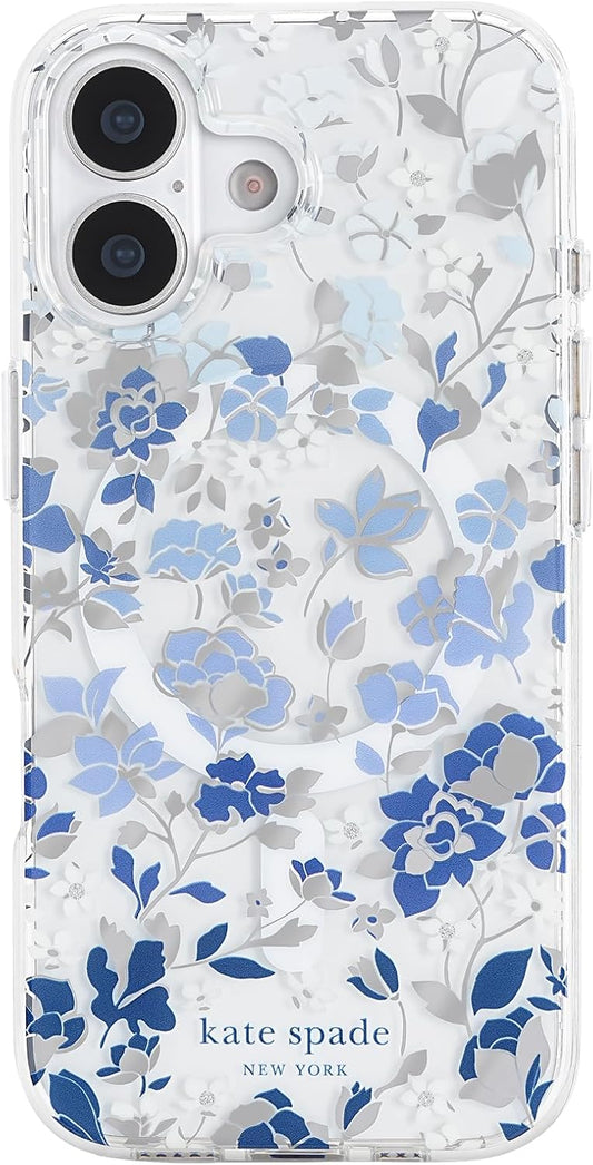 Kate Spade New York iPhone 17 Case with Flowerbed Blue Gems