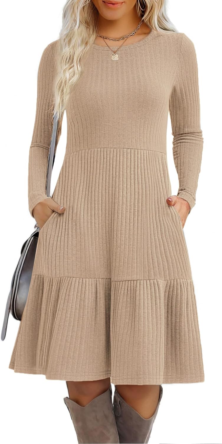Zeagoo Womens Long Sleeve Fall Dresses with Pockets for Style