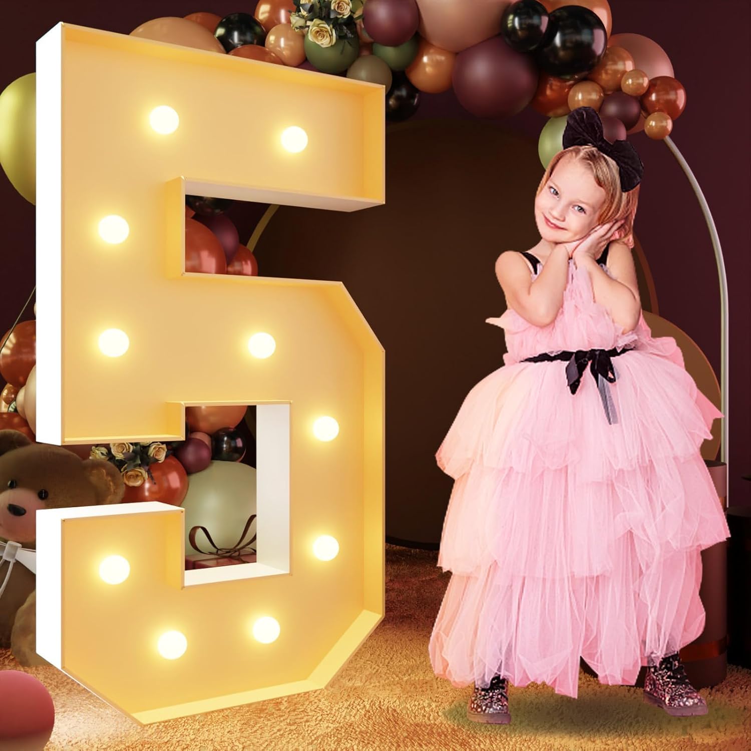 Light Up Marquee Numbers 5 for 15th and 50th Birthday Parties