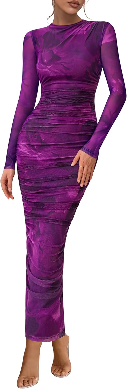 PRETTYGARDEN Women's Long Sleeve Maxi Dress for Fall Events