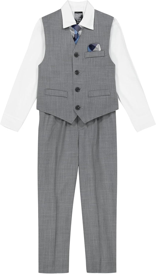 Nautica Boys' 4-Piece Formal Suit Set with Vest and Pants