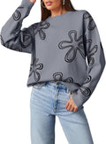 Dokotoo Sweaters for Women Casual Crewneck Long Sleeve Floral Print is