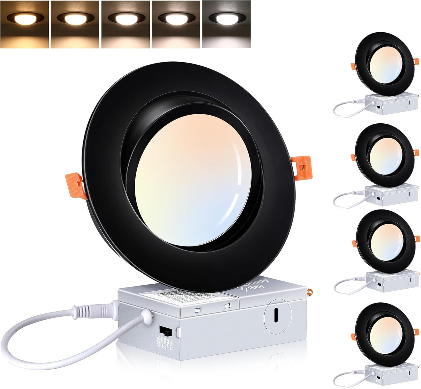 CLOUDY BAY 4 Pack 6 inch Swivel LED Gimbal Recessed Light