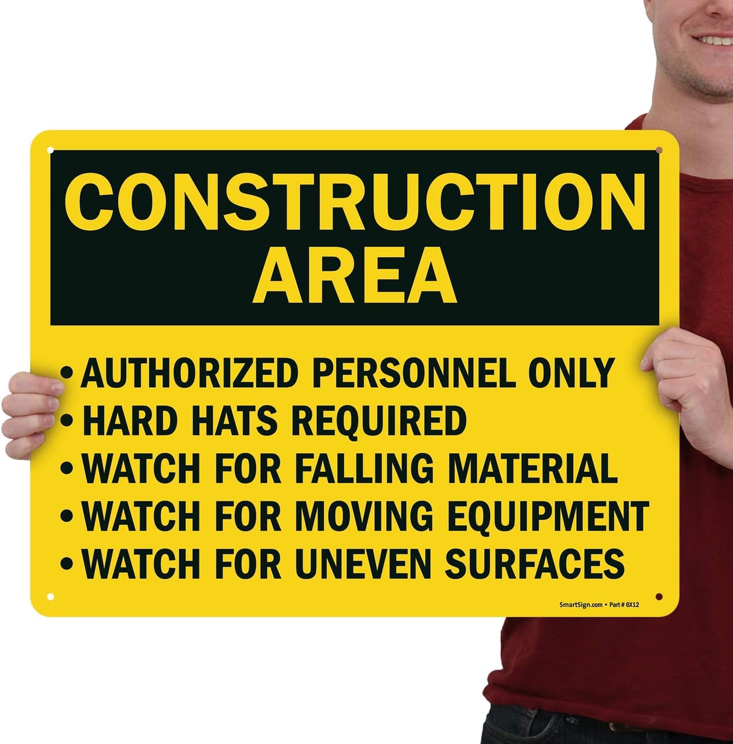 Construction Area Sign - Authorized Personnel Only, Hard Hats Required