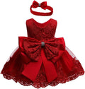 Toddler Girls Lace Pageant Dress 0-24M - Embroidery & Big Bow