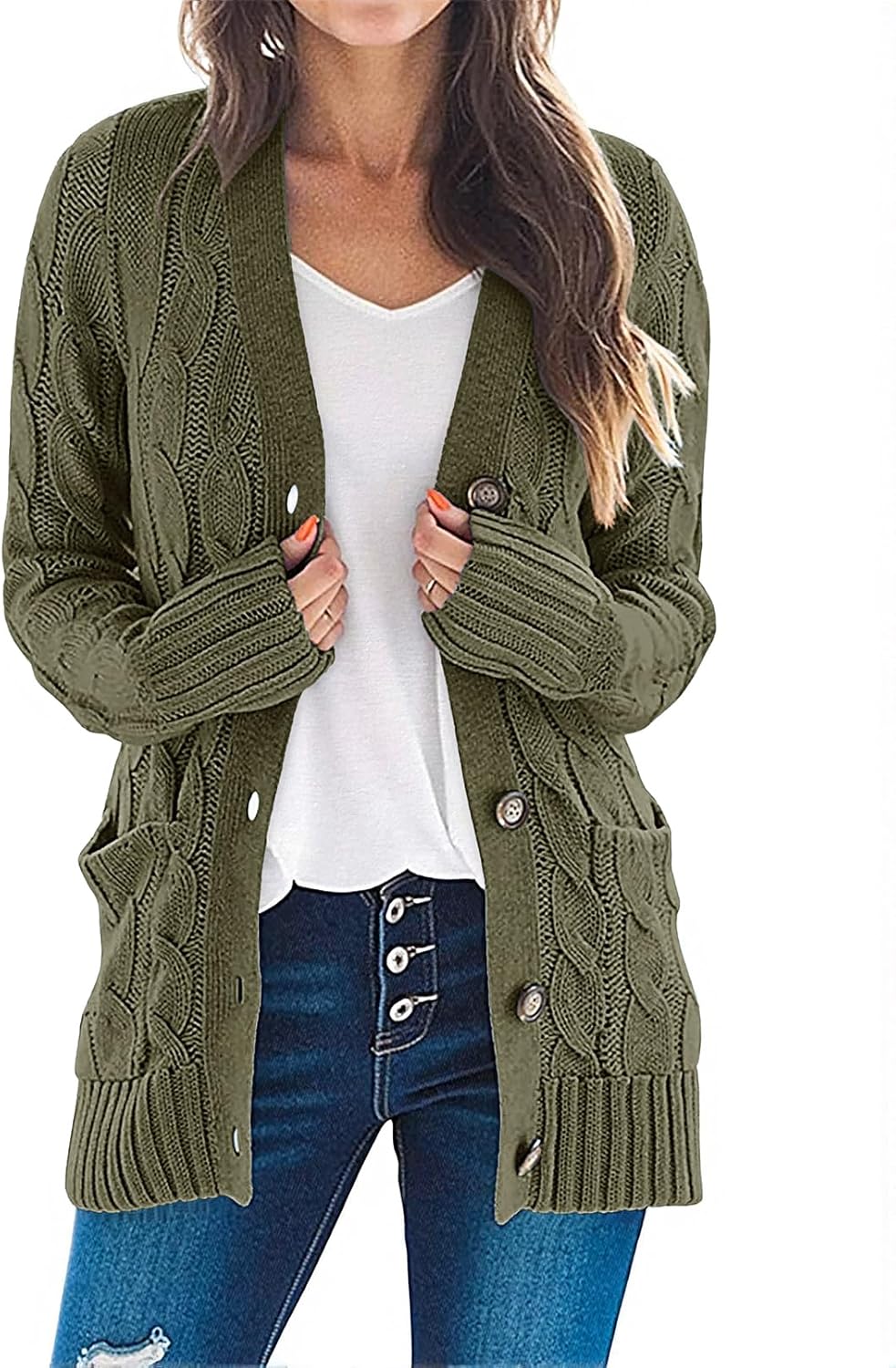 Cable Knit Cardigan for Women - Cozy Fall Sweater Outerwear