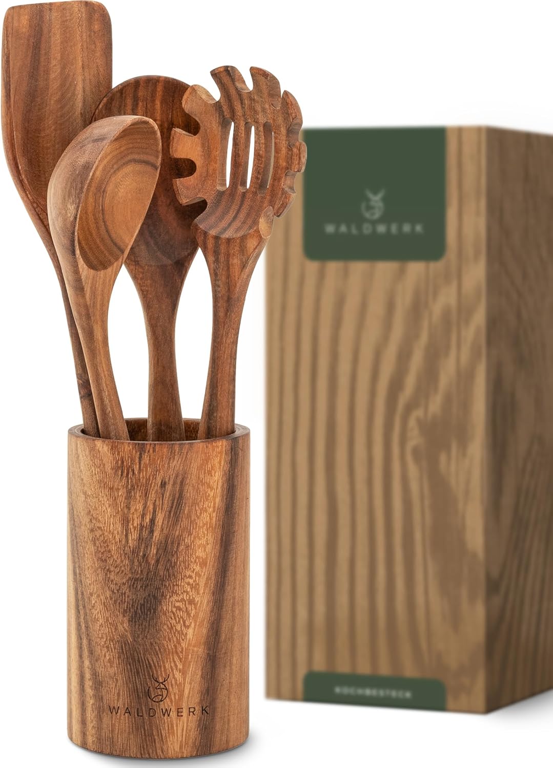 WALDWERK Wooden Spoons for Cooking - 4-Piece Utensil Set