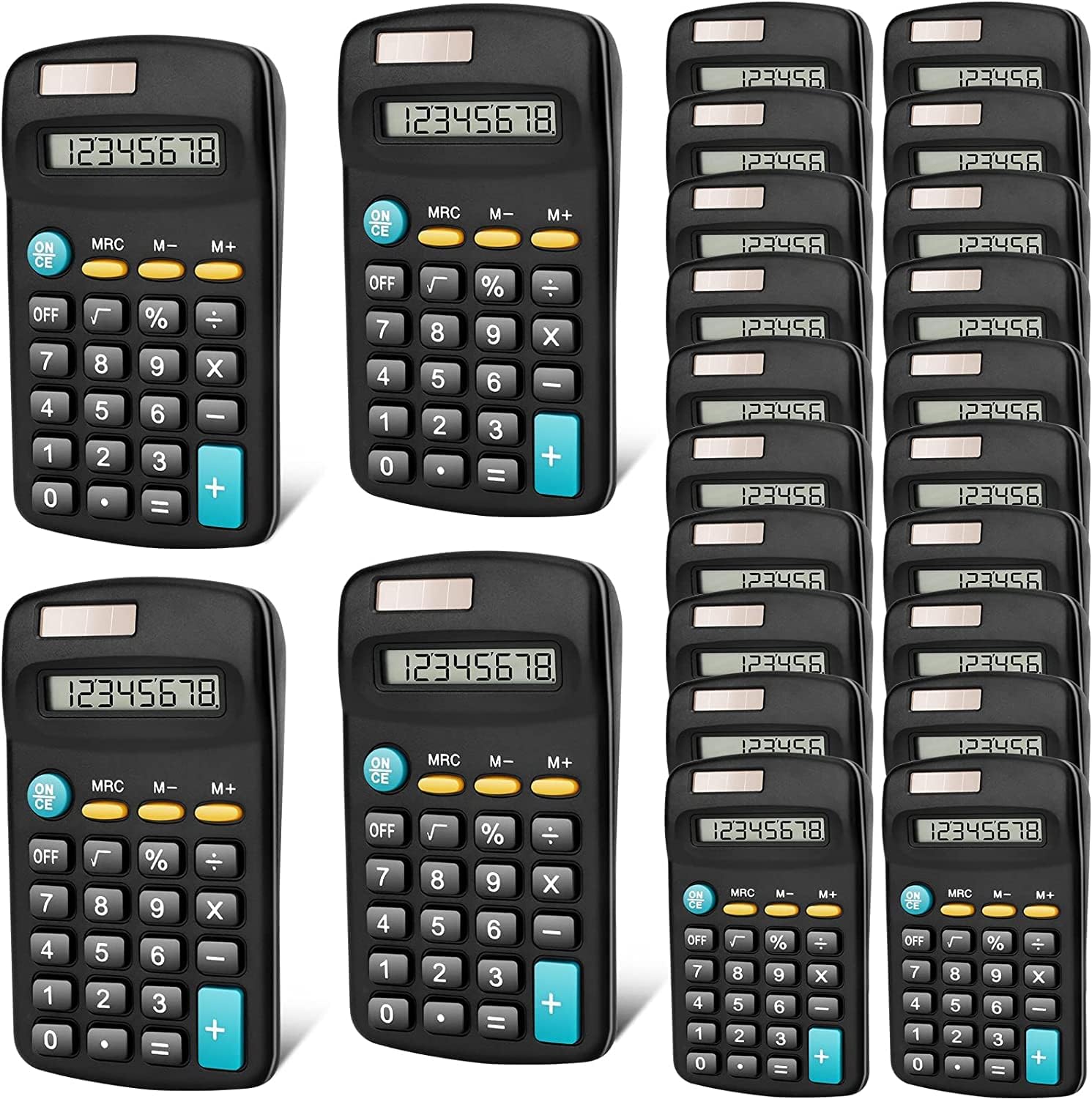 Compact 24-Pack Basic Calculators - Solar/Battery Power