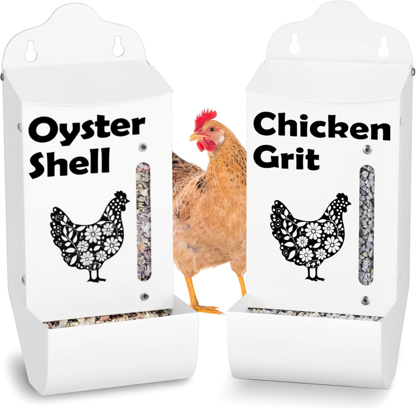 CluckRoots Oyster Shell and Grit Feeder for Chickens - No Waste