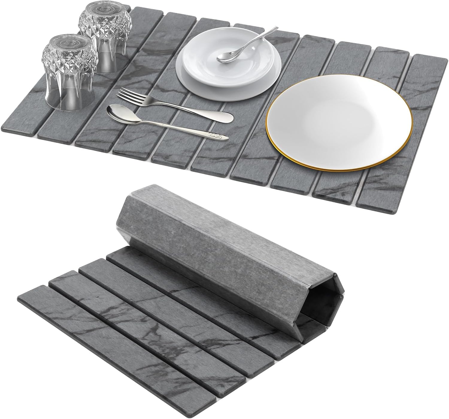 Large Collapsible Stone Dish Drying Mat for Kitchen Use