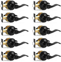 Probrico Matte Black Wave Style Privacy Door Levers - 10 Pack