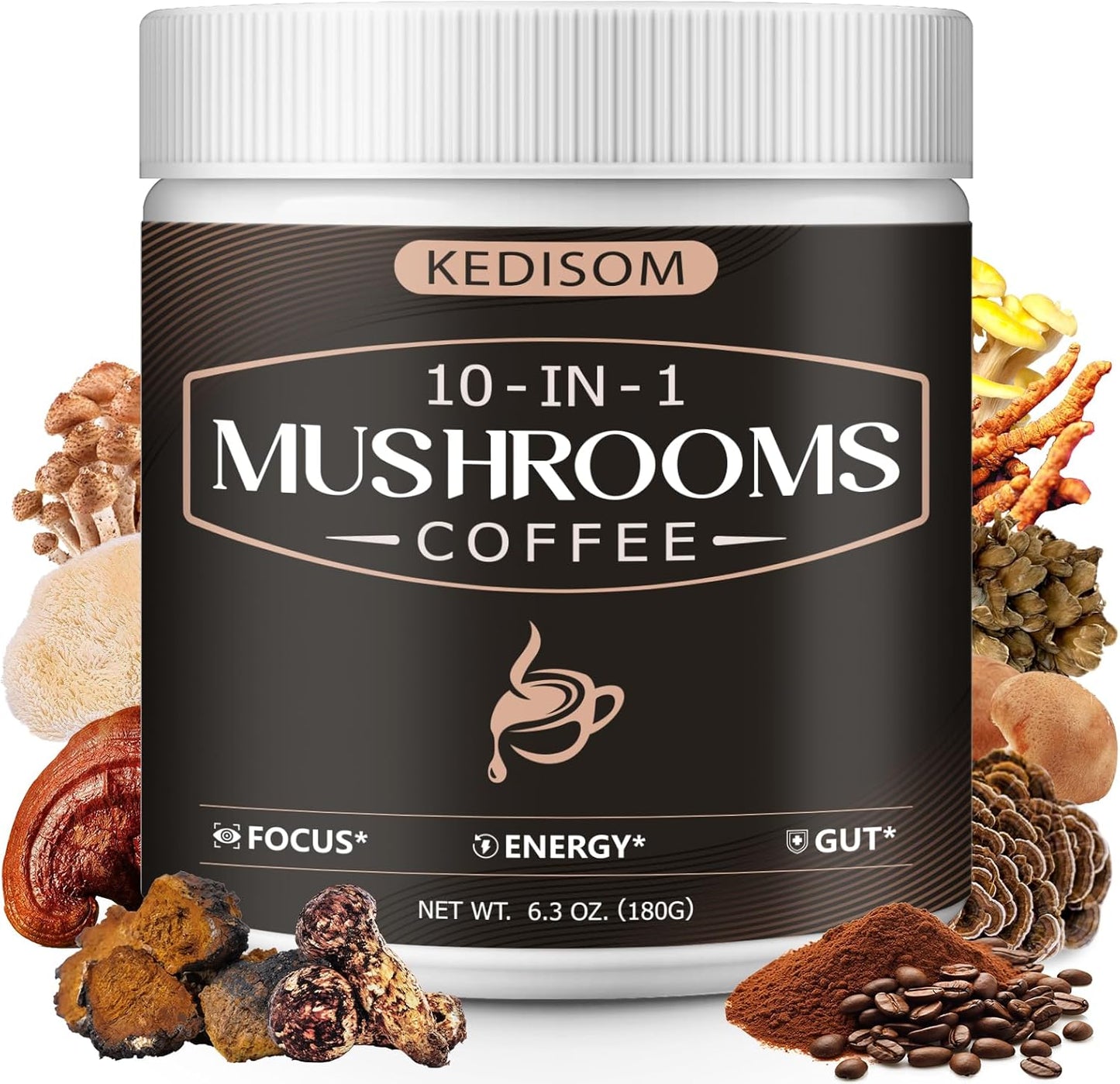 10-in-1 Mushroom Coffee for Focus & Energy - KEDISOM
