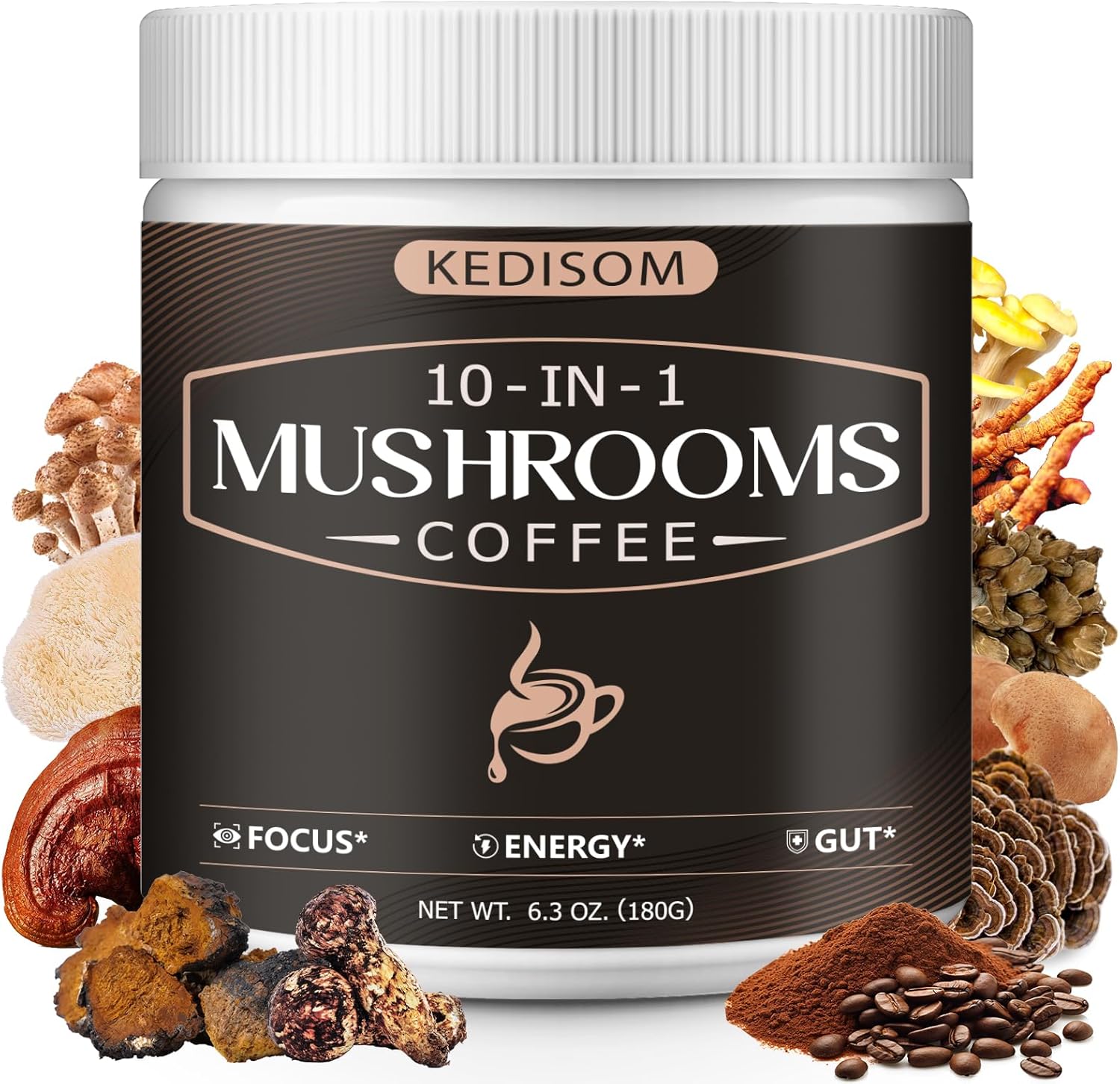 10-in-1 Mushroom Coffee for Focus & Energy - KEDISOM