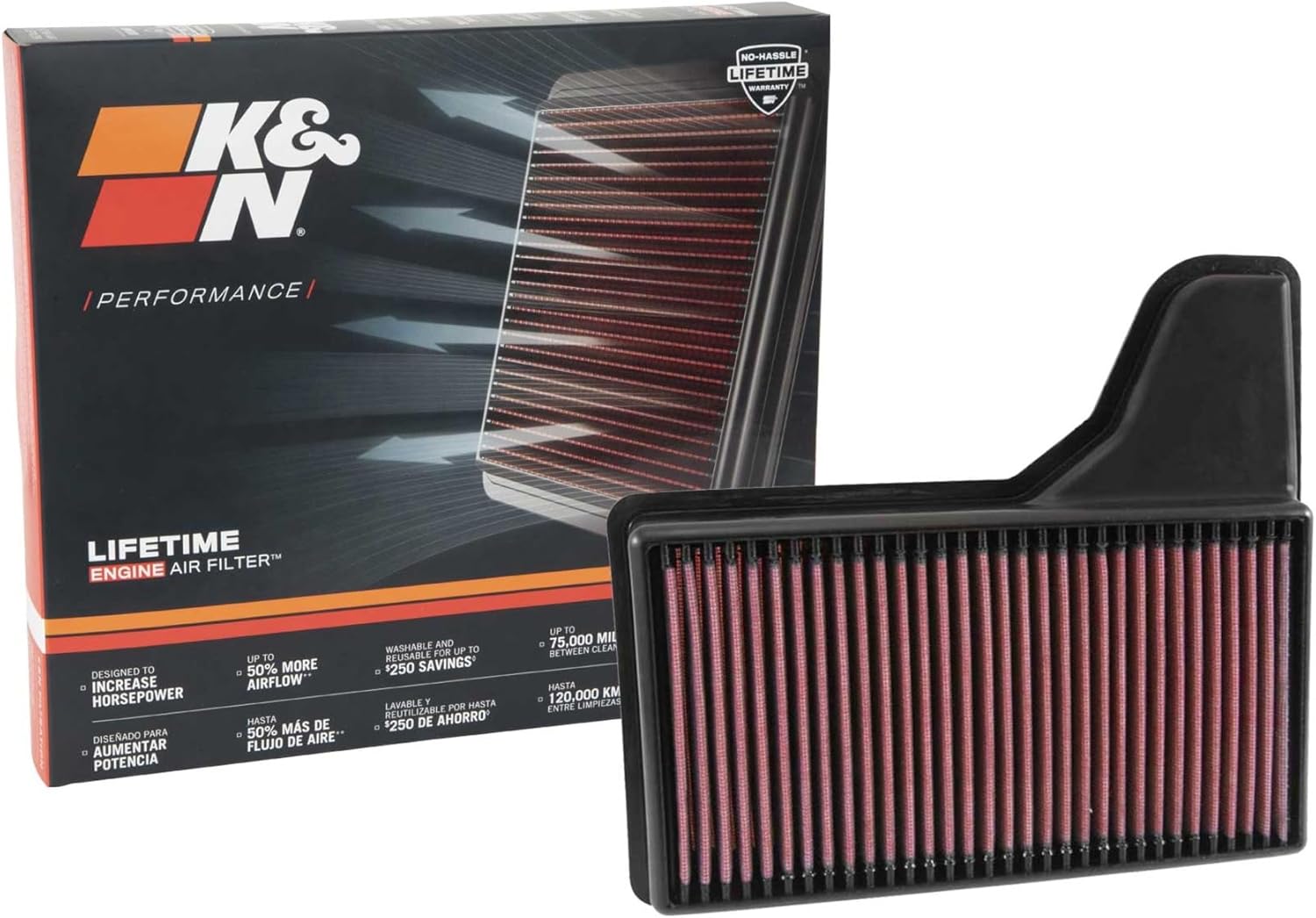 K&N High-Flow Engine Air Filter for 2015-2023 Ford Mustang