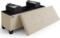 Storage Ottoman Bench with Bins for Bedroom and Living Room