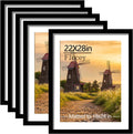 22x28 Picture Frame Set of 5 Black Poster Frames - Flexible Mat