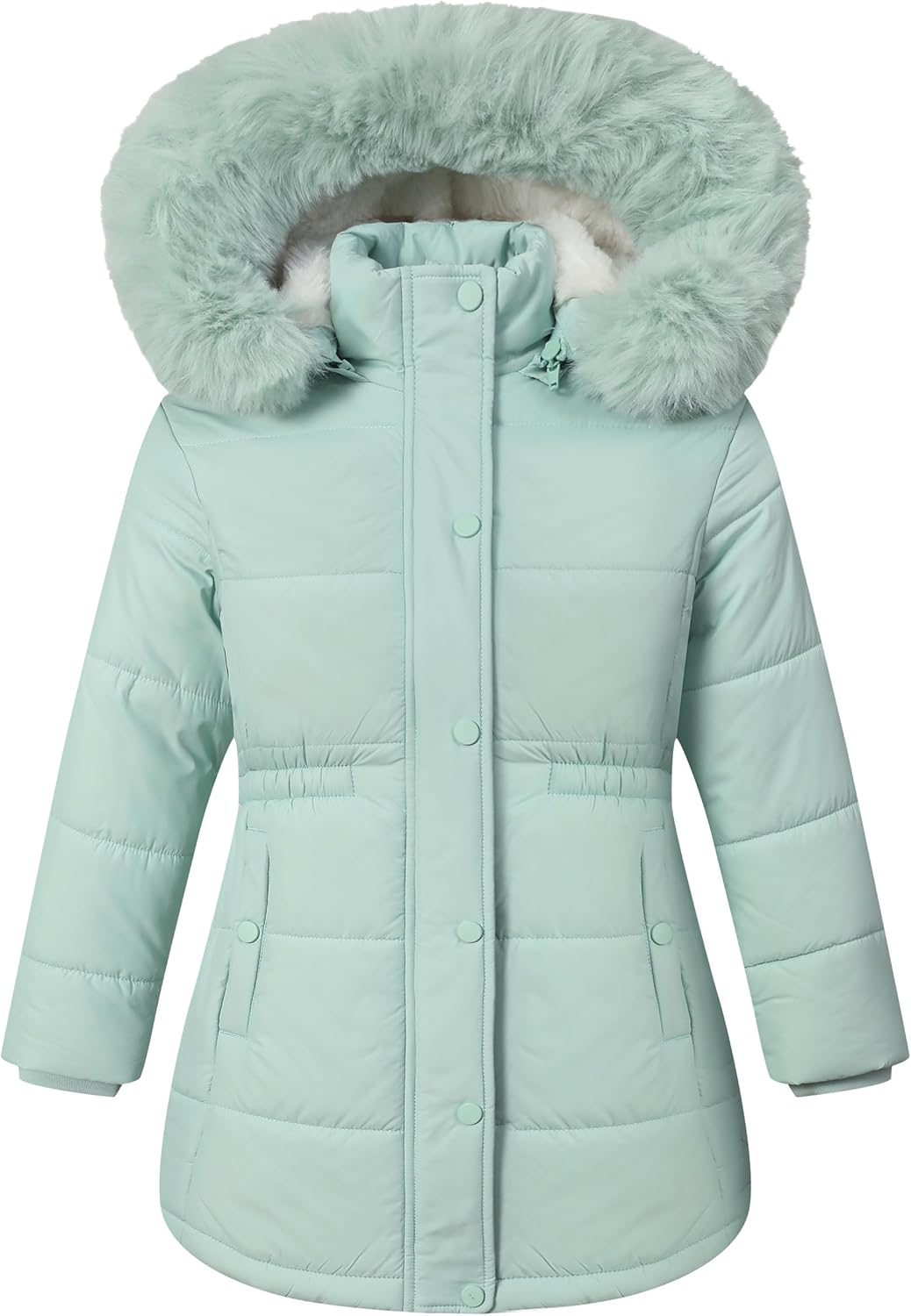 Girls Winter Jacket Long Puffer Coat with Removable Hood