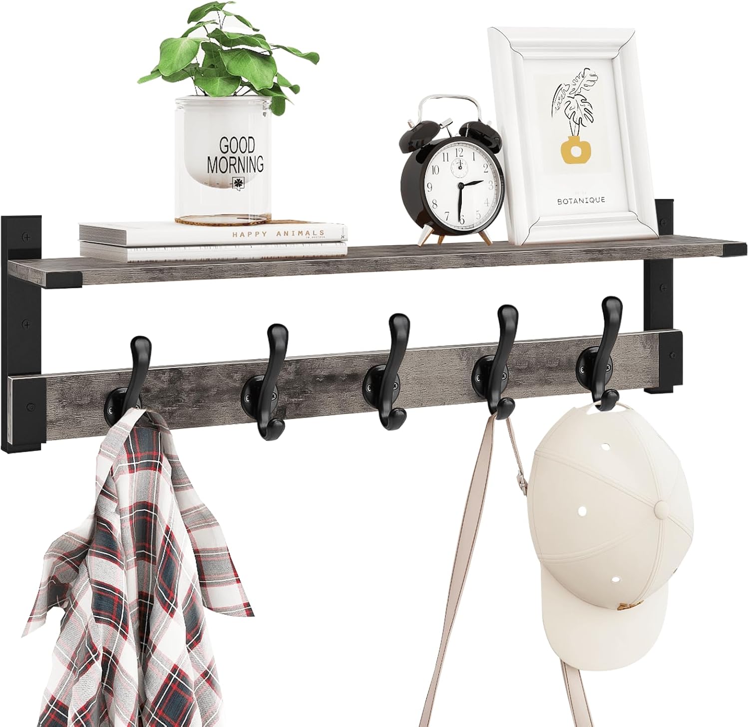 Homode Coat Rack Wall Mount with Shelf for Stylish Organization