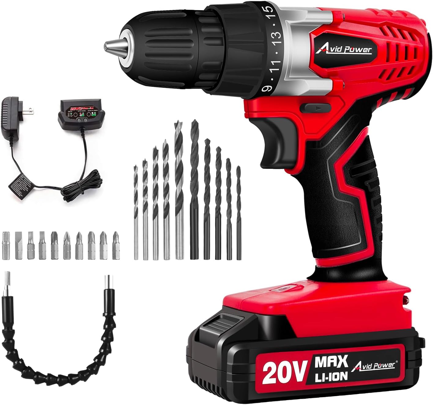 AVID POWER 20V MAX Lithium Ion Cordless Drill Set for DIY