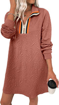 Women's Casual Stand Neck Zip-Up Sweatshirt Mini Dress - Comfortable