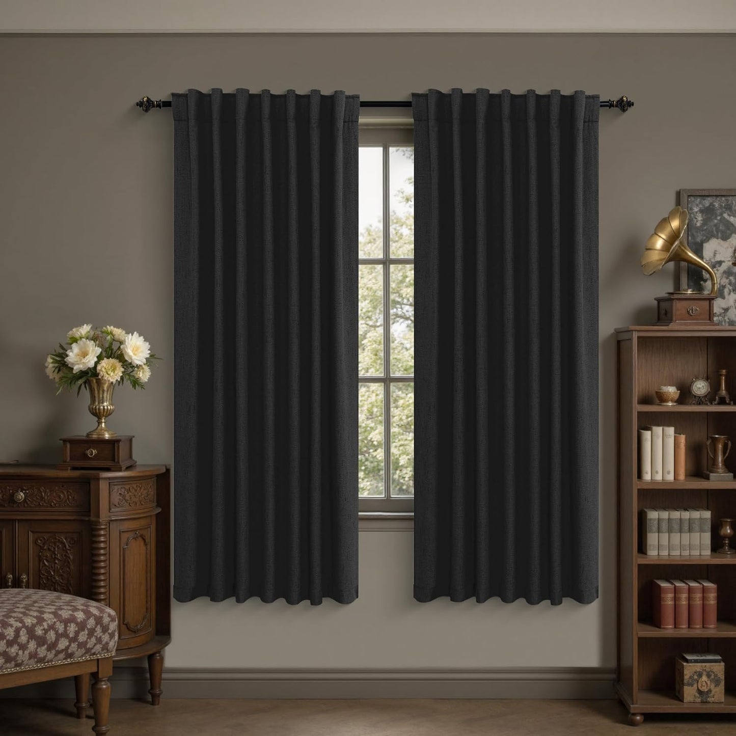 KOUFALL Black Out Curtains for Living Room and Bedroom 72 in