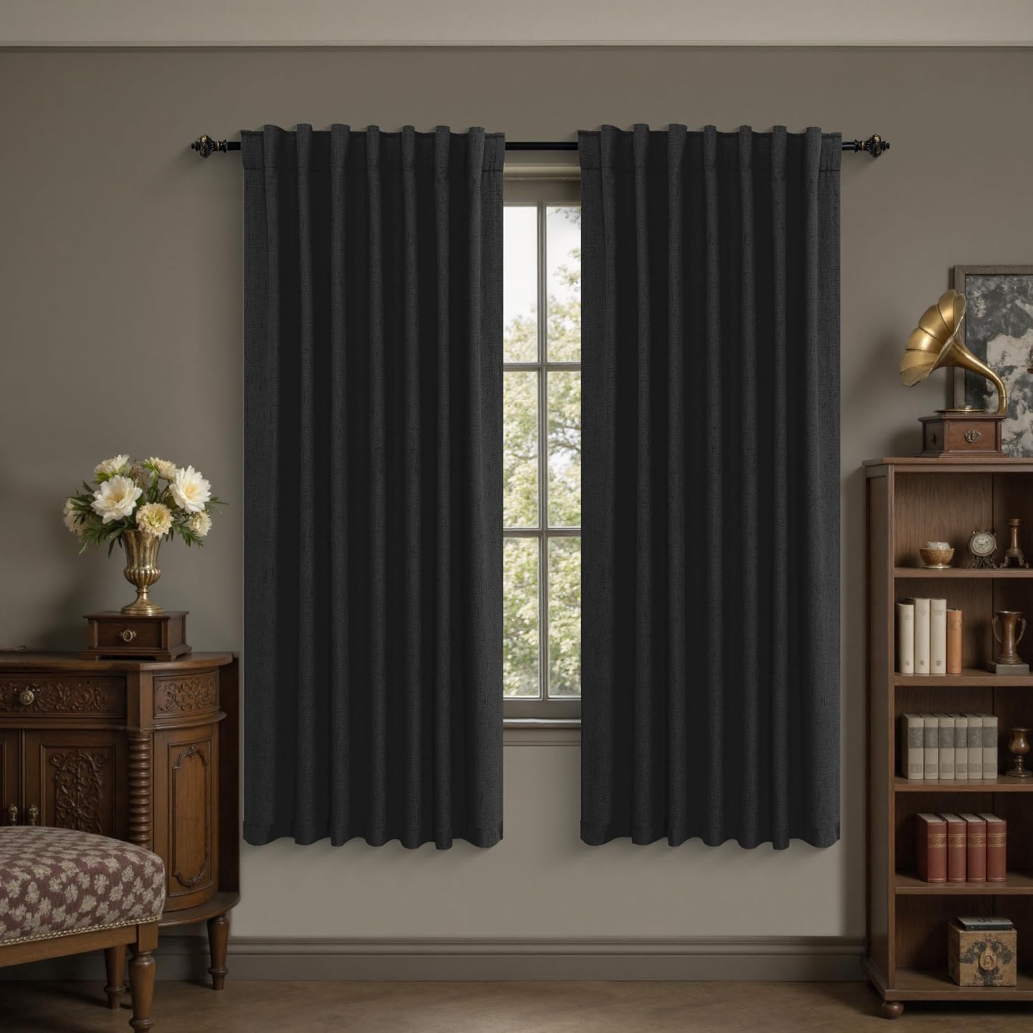 KOUFALL Black Out Curtains for Living Room and Bedroom 72 in
