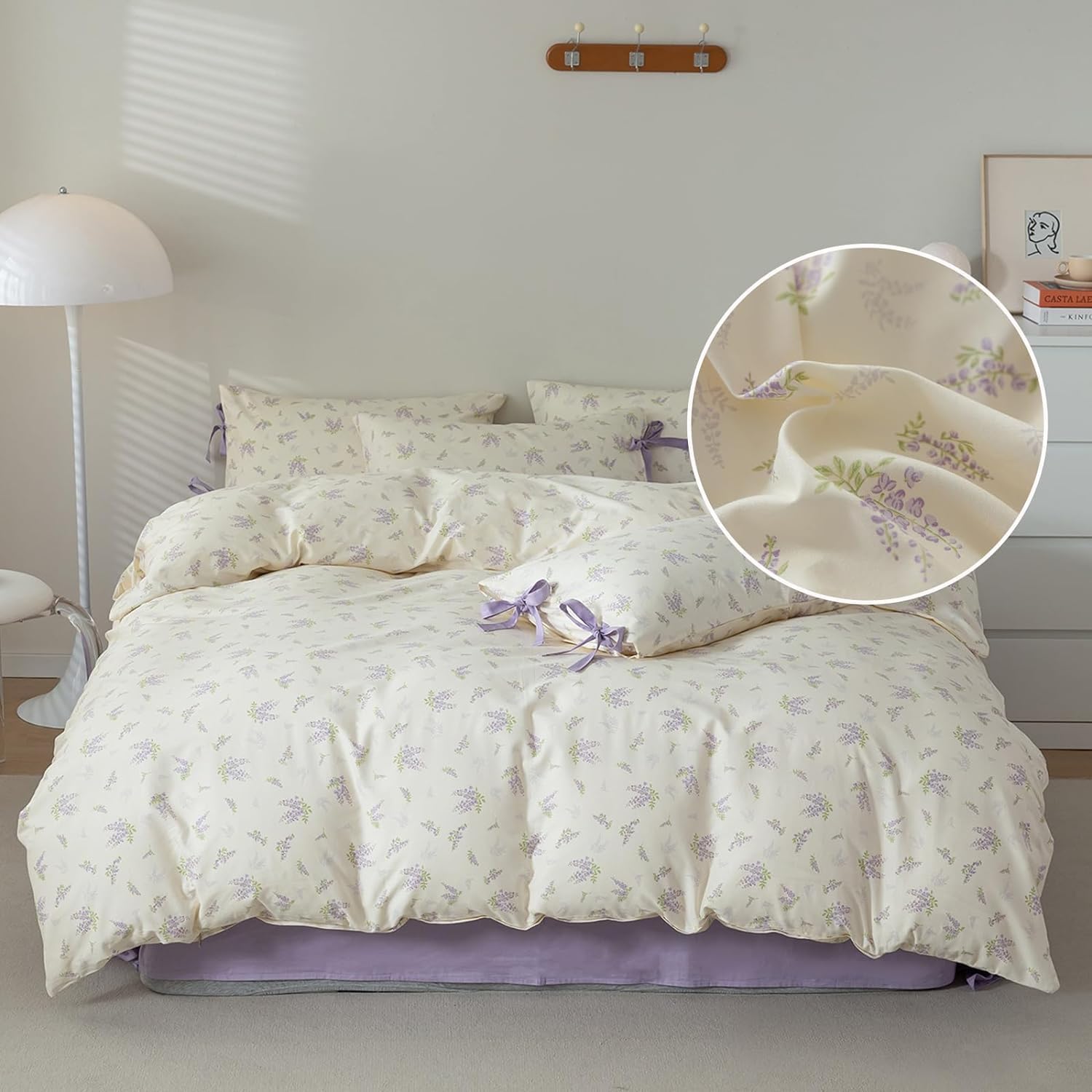 LifeTB Lilac Comforter Set Twin XL for Girls with Floral Design