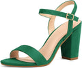 Women's Chunky Block Heels 3.5in Open Toe Ankle Strap (Style 8ML4)