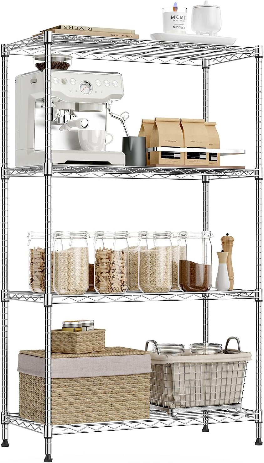 IZEUK 4-Tier Heavy Duty Steel Storage Shelves for Home Use